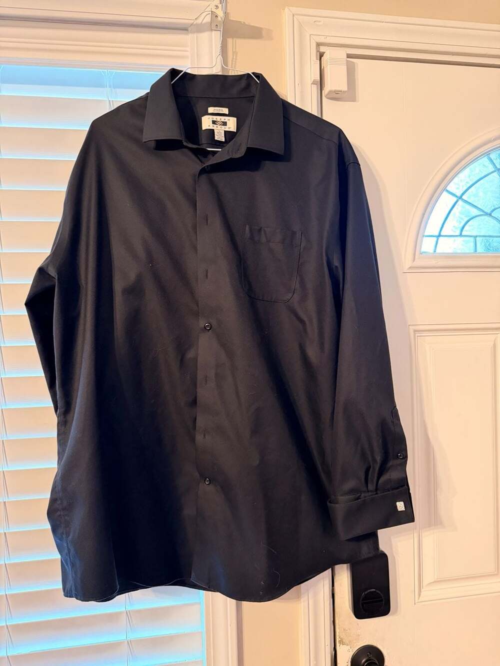 Joseph Abboud Non-Iron Long Sleeve Shirt Black 18 36/37 Tall with Cufflinks
